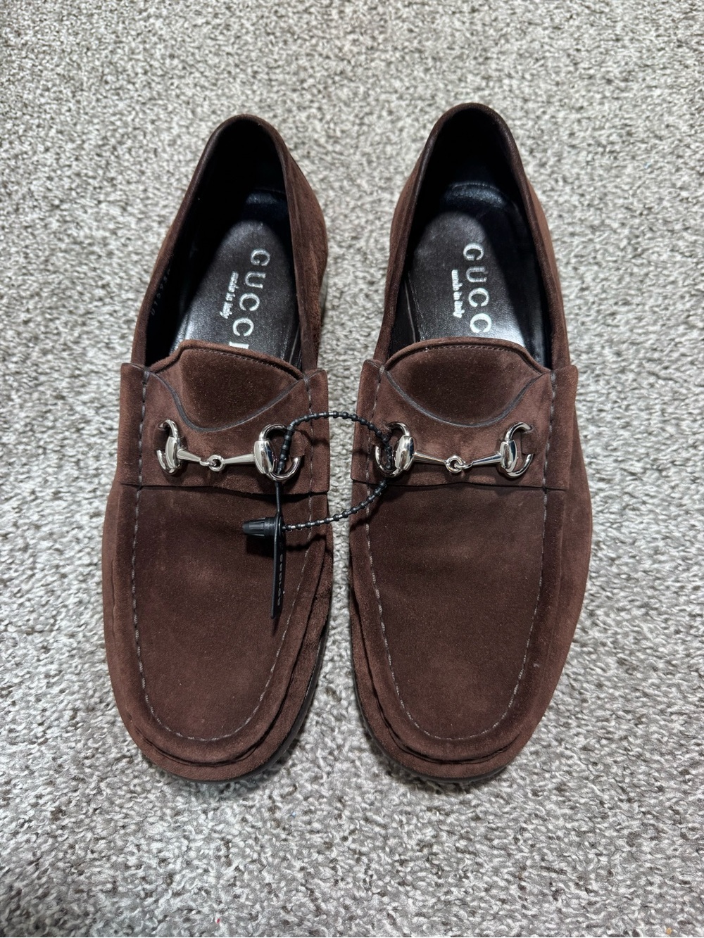 GUCCI Horsebit Suede Loafers Brown Mens 9.5 D Made in Italy Slip On Shoes - Picture 4 of 16